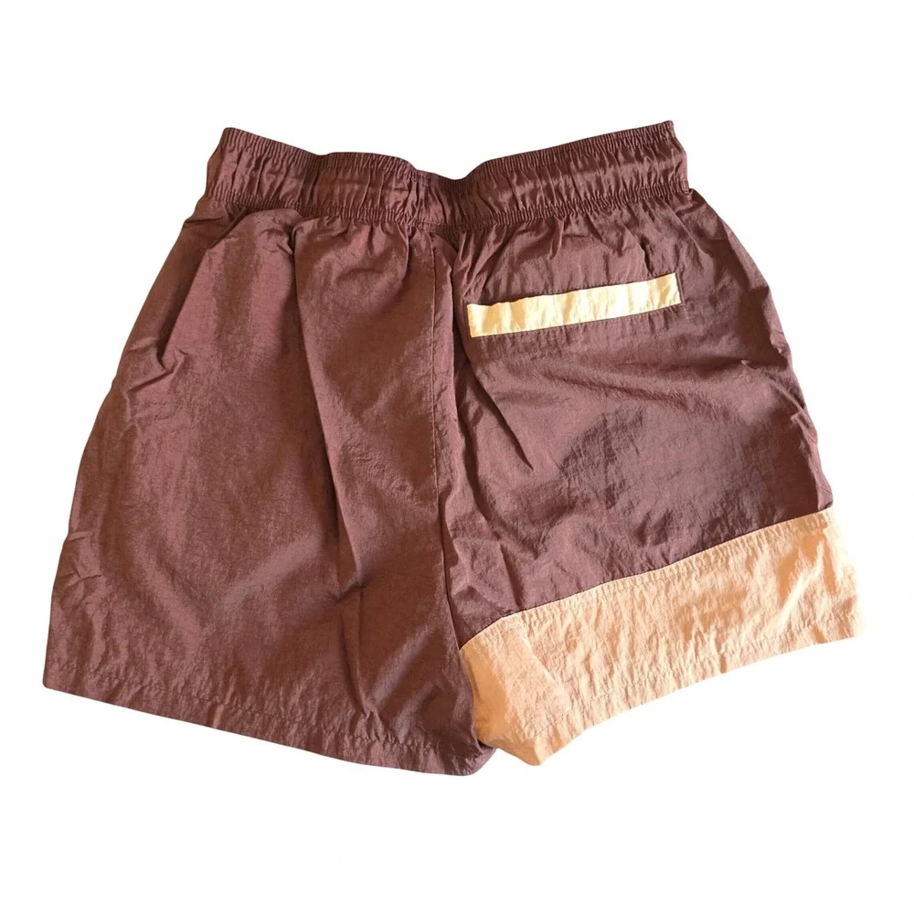 Nike Sportswear Heritage Colorblock Shorts Brown Pink CJ2284-227 Womens XS